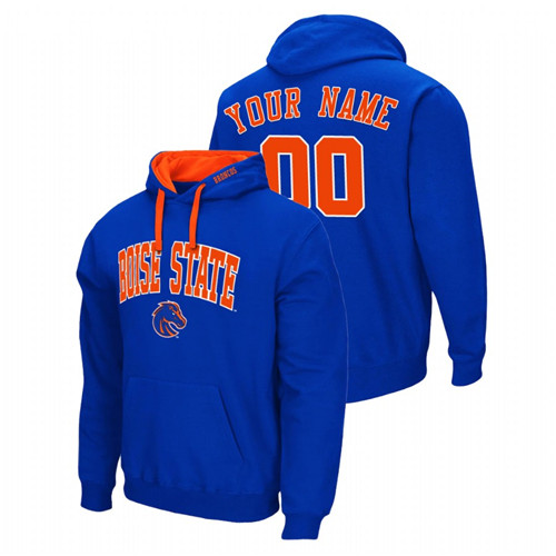 Men's Boise State Broncos Custom Royal Arch & Logo 2.0 Pullover Hoodie