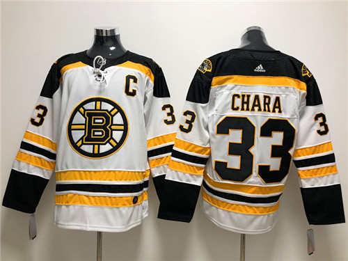Men's Boston Bruin #33 Zdeno Chara adidas Away White Stitched Jersey