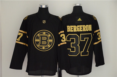 Men's Boston Bruin #37 Patrice Bergeron adidas Black Golden Edtion Stitched Jersey