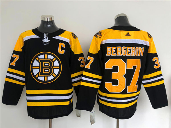 Men's Boston Bruin #37 Patrice Bergeron adidas Home Black Stitched Jersey
