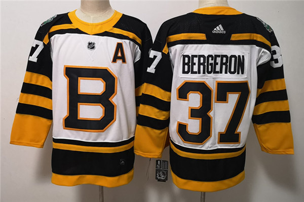 Men's Boston Bruin #37 Patrice Bergeron adidas White 2019 Winter Classic Stitched Jersey