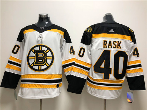Men's Boston Bruin #40 Tuukka Rask adidas Away White Stitched Jersey