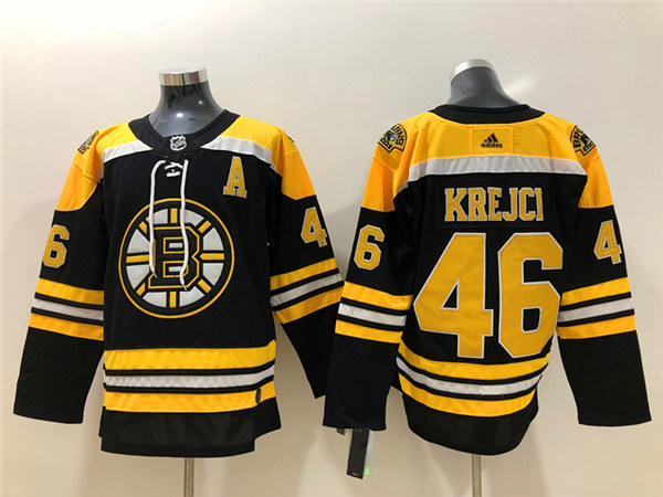 Men's Boston Bruin #46 David Krejci adidas Home Black Stitched Jersey