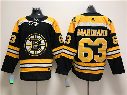 Men's Boston Bruin #63 Brad Marchand adidas Home Black Stitched Jersey