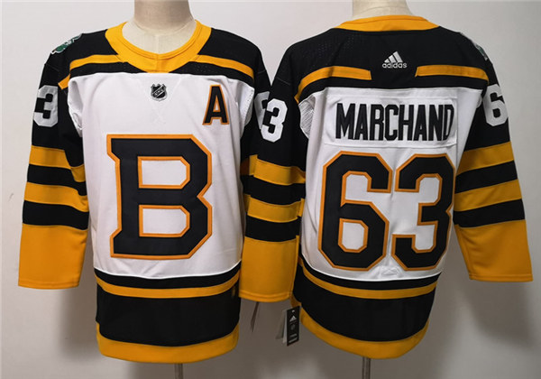 Men's Boston Bruin #63 Brad Marchand adidas White 2019 Winter Classic Stitched Jersey