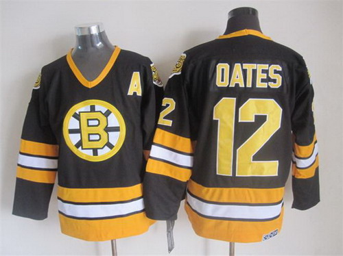 Men's Boston Bruins #12 Adam Oates 1994 Black CCM Vintage Throwback Stitched Jersey