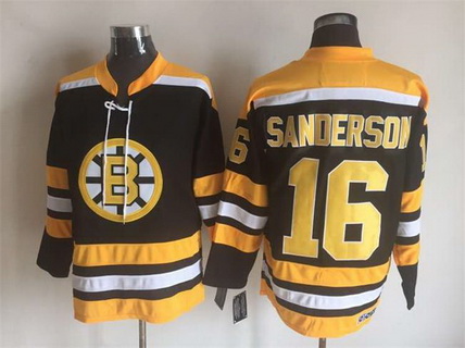 Men's Boston Bruins #16 Derek Sanderson 1974 Black CCM Vintage Throwback Stitched Jersey