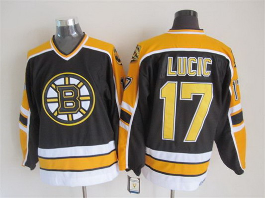 Men's Boston Bruins #17 Milan Lucic 1996-97 Black CCM Vintage Throwback Stitched Jersey