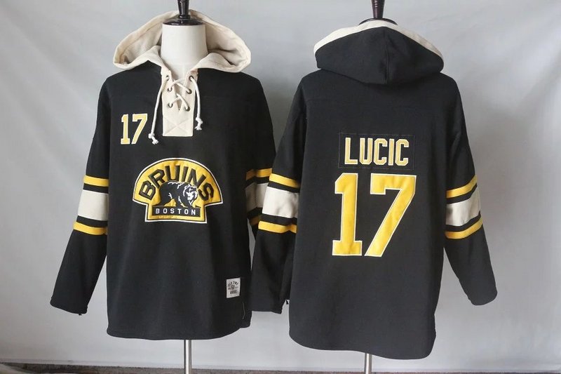 Men's Boston Bruins #17 Milan Lucic Black Third Old Time Hockey Stitched Hoodie