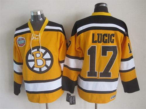 Men's Boston Bruins #17 Milan Lucic Yellow 2010 CCM Vintage Winter Classic NHL Hockey Stitched Jersey