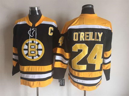Men's Boston Bruins #24 Terry O'Reilly 1974 Black CCM Vintage Throwback Stitched Jersey