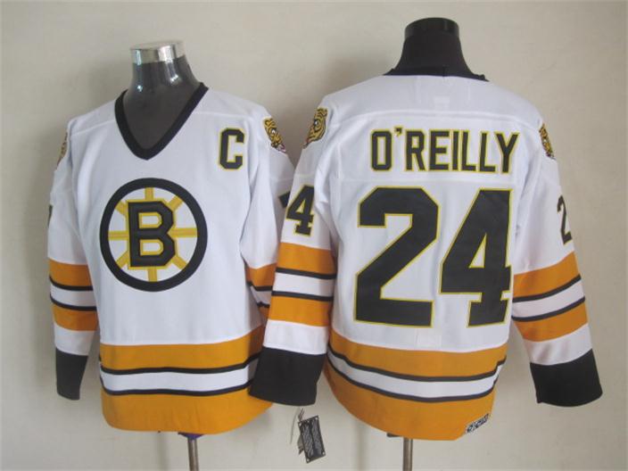 Men's Boston Bruins #24 Terry O'Reilly White 1984 CCM Vintage Home NHL Hockey Stitched Jersey