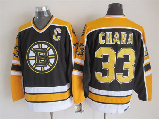 Men's Boston Bruins #33 Zdeno Chara 1996-97 Black CCM Vintage Throwback Stitched Jersey