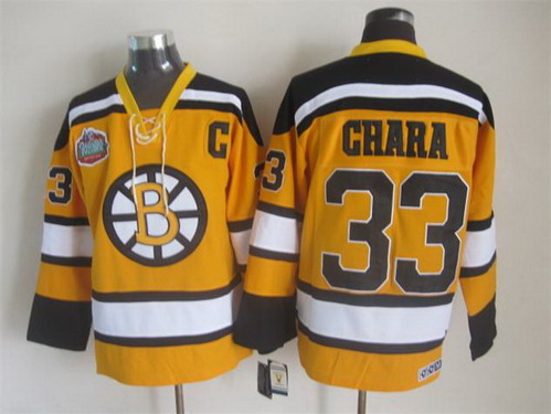 Men's Boston Bruins #33 Zdeno Chara Yellow 2010 CCM Vintage Winter Classic NHL Hockey Stitched Jersey