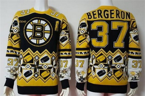 Men's Boston Bruins #37 Patrice Bergeron Multicolor NHL Sweater Stitched