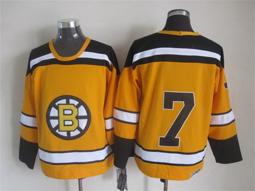 Men's Boston Bruins #7 Phil Esposito 1966 Yellow CCM Vintage Throwback Stitched Jersey