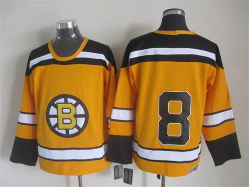 Men's Boston Bruins #8 Cam Neely 1959-60 Yellow CCM Vintage Throwback Stitched Jersey