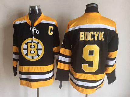 Men's Boston Bruins #9 JOHNNY BUCYK 1974 CCM Vintage Throwback NHL Hockey Stitched Jersey