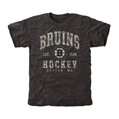 Men's Boston Bruins Black Camo Stack T-Shirt