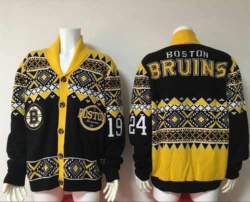 Men's Boston Bruins Black Ugly Sweater Cardigan