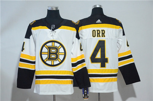 Men's Boston Bruins Retired Player #4 Bobby Orr adidas Away White Stitched Jersey