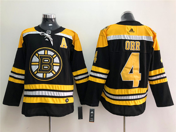 Men's Boston Bruins Retired Player #4 Bobby Orr adidas Home Black Stitched Jersey
