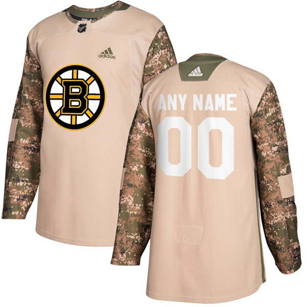 Men's Boston Bruins adidas Veterans Day Custom Practice Jersey - Camo Stitched
