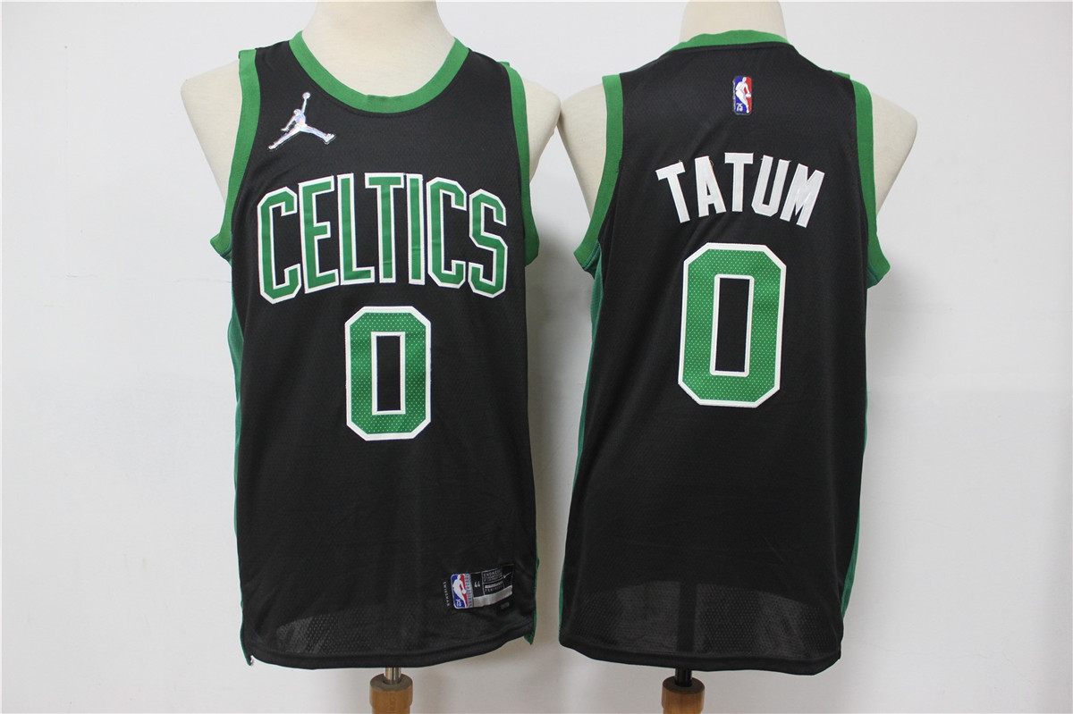 Men's Boston Celtics #0 Jayson Tatum Black Jordan 75th Anniversary Diamond 2021 Stitched Jersey