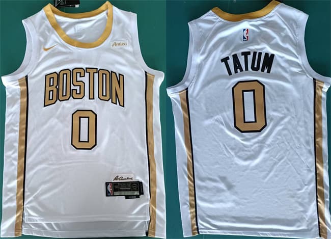 Men's Boston Celtics #0 Jayson Tatum White Stitched Basketball Jersey