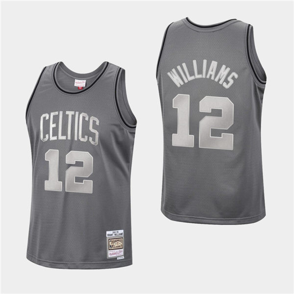 Men's Boston Celtics #12 Grant Williams Charcoal Mitchell & Ness Hardwood Classics Metal Works Jersey