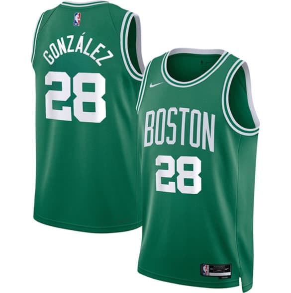 Men's Boston Celtics #28 Hugo Gonz??lez Kelly Green 2024 Draft Icon Edition Stitched Basketball Jersey