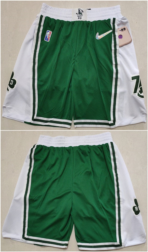 Men's Boston Celtics Green White 75th Anniversary Shorts (Run Small)