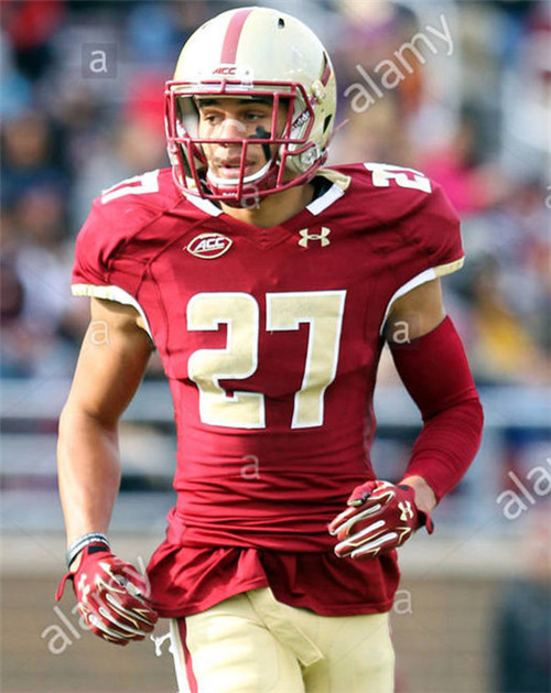 Men's Boston College Eagles #27 justin simmons Under Armour Maroon Gold Alumni Football Jersey