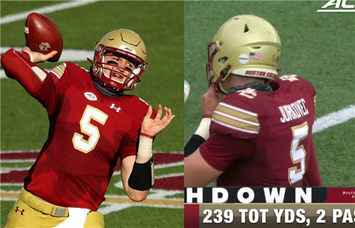 Men's Boston College Eagles #5 Phil Jurkovec Maroon White Under Armour Football Jersey