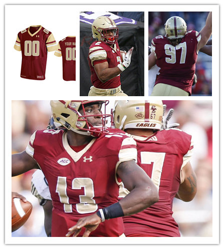 Men's Boston College Eagles Custom Maroon Gold Under Armour Football Jersey
