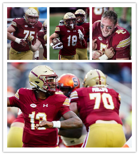 Men's Boston College Eagles Custom Maroon White Under Armour Football Jersey