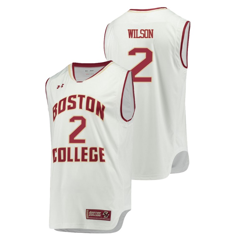 Men's Boston College Eagles White Avery Wilson College Basketball Replica Jersey