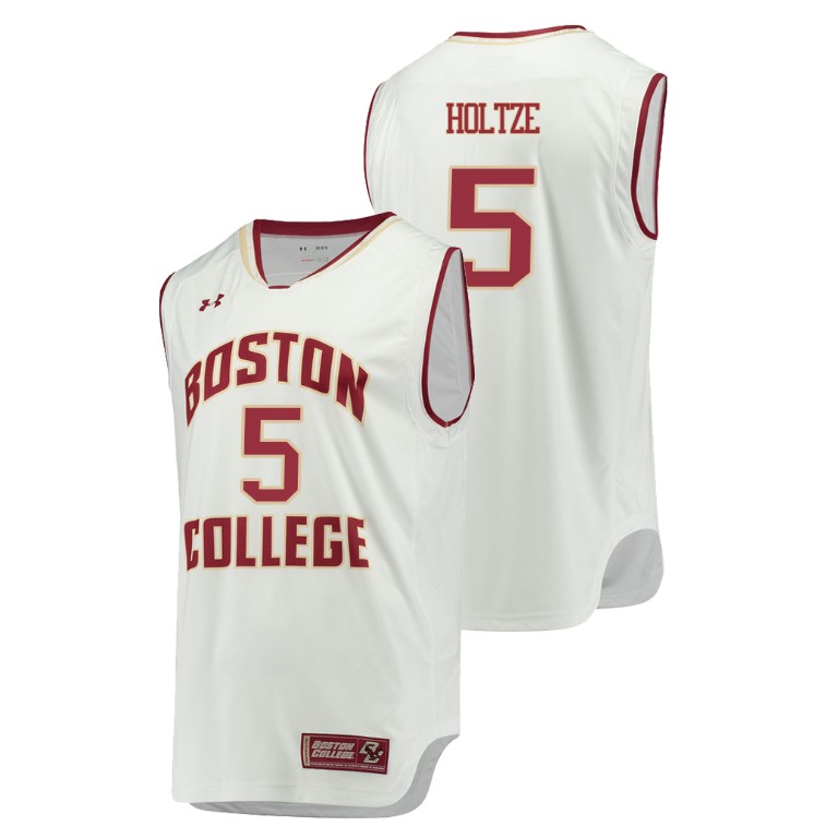 Men's Boston College Eagles White Sam Holtze College Basketball Replica Jersey