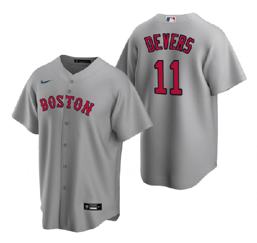 Men's Boston Red Sox #11 Rafael Devers Grey Cool Base Stitched Jersey