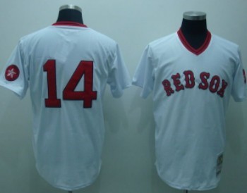 Men's Boston Red Sox #14 Jim Rice 1975 White Pullover Throwabck Jerseys