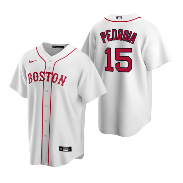 Men's Boston Red Sox #15 Dustin Pedroia Nike White Alternate Boston Jersey