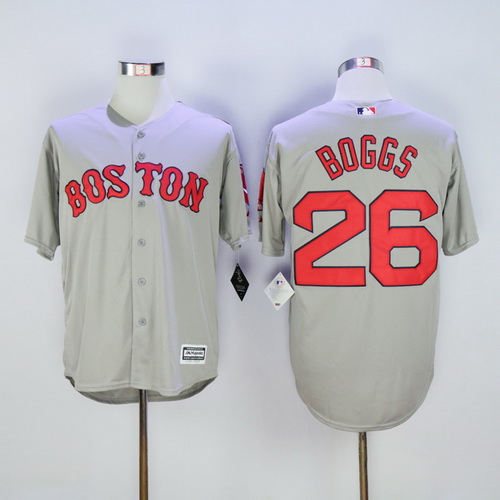 Men's Boston Red Sox #26 Wade Boggs Retired Gray Road Cool Base Baseball Jerseys