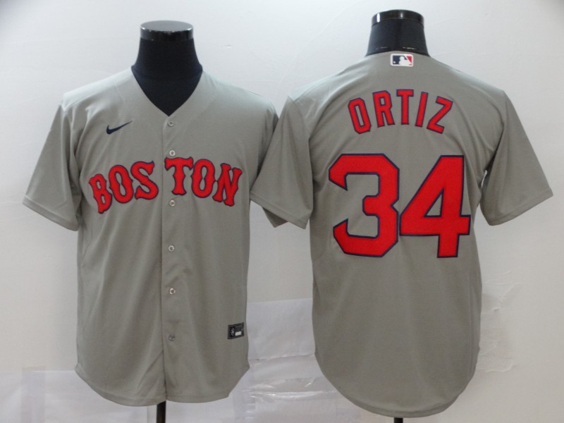Men's Boston Red Sox #34 David Ortiz Gray Stitched MLB Cool Base Nike Jersey的副本