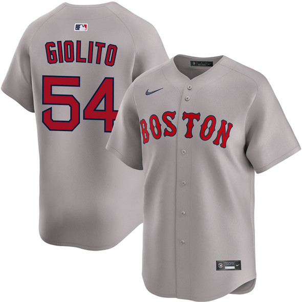 Men's Boston Red Sox #54 Lucas Giolito Gray 2024 Away Limited Stitched Baseball Jersey