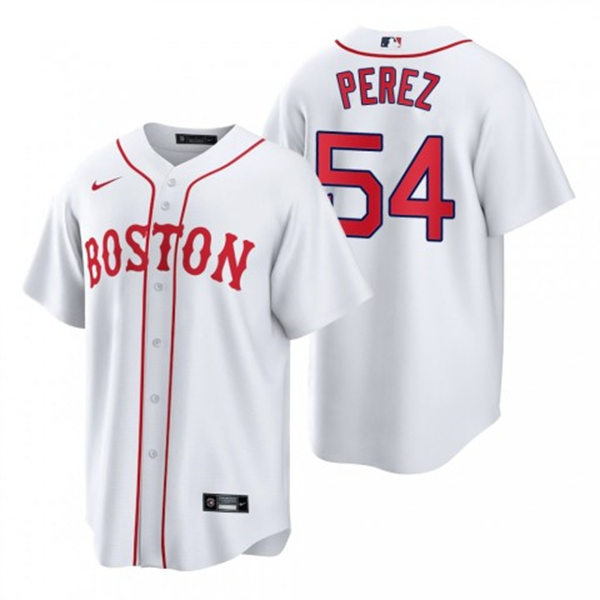 Men's Boston Red Sox #54 Martin Perez White 2021 Patriots Day Jersey