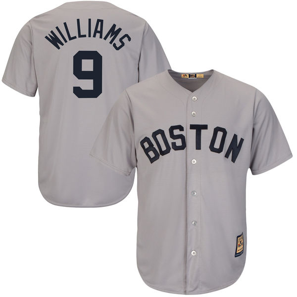 Men's Boston Red Sox #9 Ted Williams Majestic Gray Road Cool Base Cooperstown Collection Player Jersey