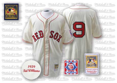 Men's Boston Red Sox #9 Ted Williams Mitchell & Nes Cream Throwabck Jersey