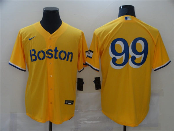 Men's Boston Red Sox #99 Alex Verdugo Yellow 2021 Nike MLB City Connect Jerseys