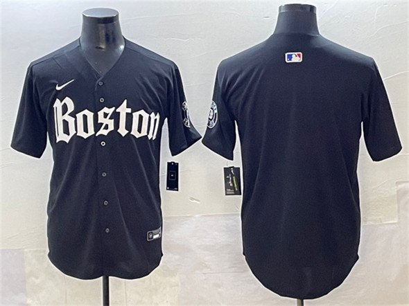 Men's Boston Red Sox Blank Black Gothic Vapor Limited Stitched Baseball Jersey