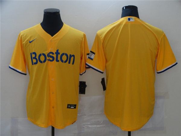 Men's Boston Red Sox Blank Yellow 2021 Nike MLB City Connect Team Jerseys